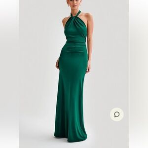 Meshki Elyna Slinky Halter Maxi Dress - Forest Green
